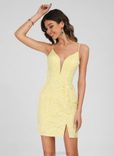 Load image into Gallery viewer, Club Dresses Melody Lace Front V-neck Dress Split With Short/Mini Homecoming Bodycon