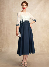 Load image into Gallery viewer, Neck Ryan Lace Mother of the Bride Dresses A-Line the Mother Bride Chiffon of Tea-Length Dress Scoop