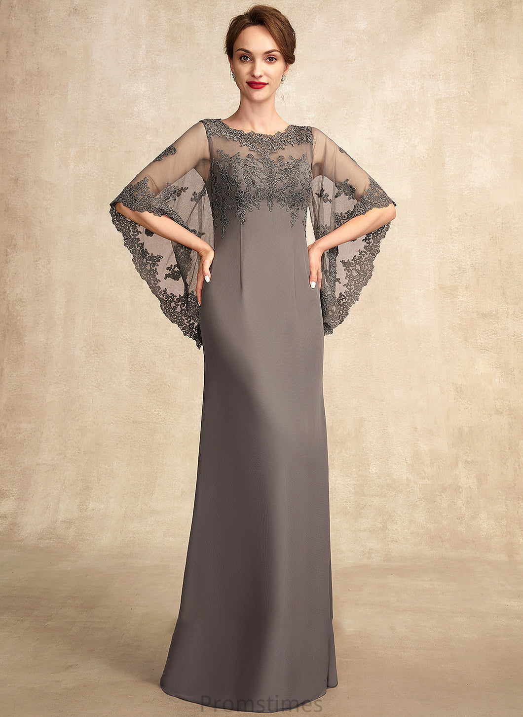 Dress Mother Scoop Mother of the Bride Dresses the Sheath/Column Neck Chiffon Lace Jayleen Floor-Length of Bride