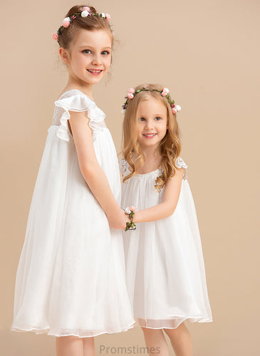 With Dress Chiffon A-Line Neck - Sleeves Flower Girl Dresses Girl Scoop Knee-length Flower Short Mia Lace