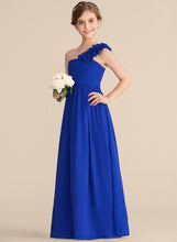 Load image into Gallery viewer, Ashlynn Chiffon A-Line One-Shoulder Junior Bridesmaid Dresses Flower(s) Floor-Length With Ruffle