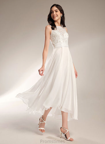 Chiffon Wedding Asymmetrical Wedding Dresses Dress Jakayla Lace A-Line Scoop