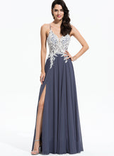Load image into Gallery viewer, A-Line Sequins With Chiffon Beading V-neck Prom Dresses Floor-Length Emery
