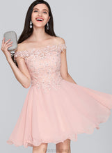 Load image into Gallery viewer, Lace With Beading Homecoming Dresses Short/Mini A-Line Dress Homecoming Off-the-Shoulder Jamiya Chiffon