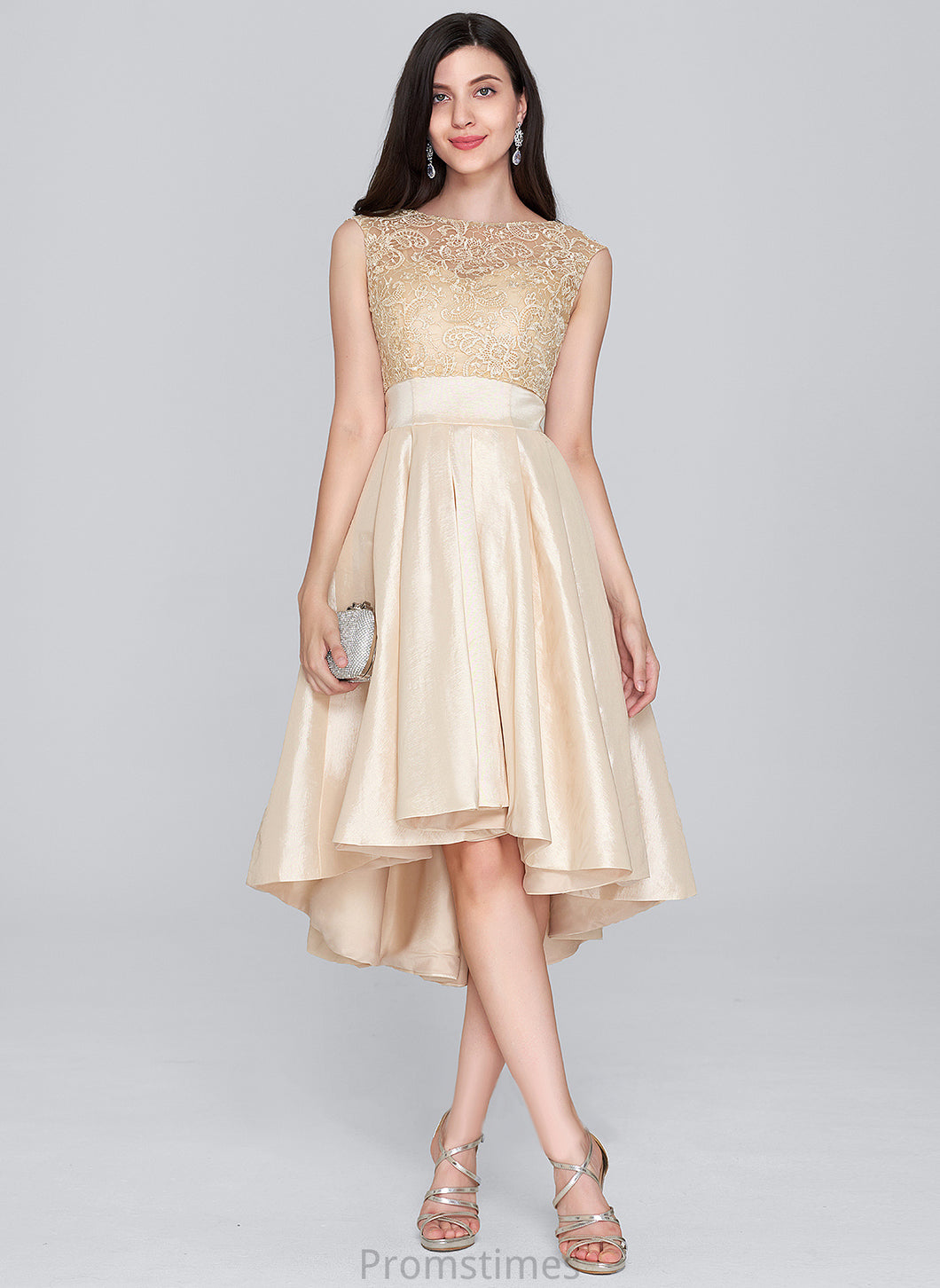 Scoop A-Line With Homecoming Taffeta Dress Lace Asymmetrical Homecoming Dresses Neck Carissa