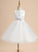 Satin/Tulle Neck A-Line Dress Girl Lace/Flower(s)/Bow(s) Nathaly Scoop Flower Girl Dresses - Flower With Sleeveless Knee-length
