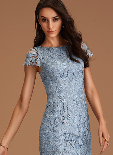 Alma Dress With Lace Neck Sheath/Column Scoop Knee-Length Homecoming Lace Homecoming Dresses