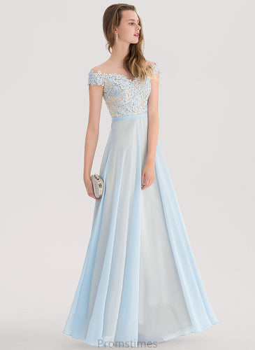 Lace Beading Sequins Floor-Length With Prom Dresses Cameron Chiffon A-Line Off-the-Shoulder