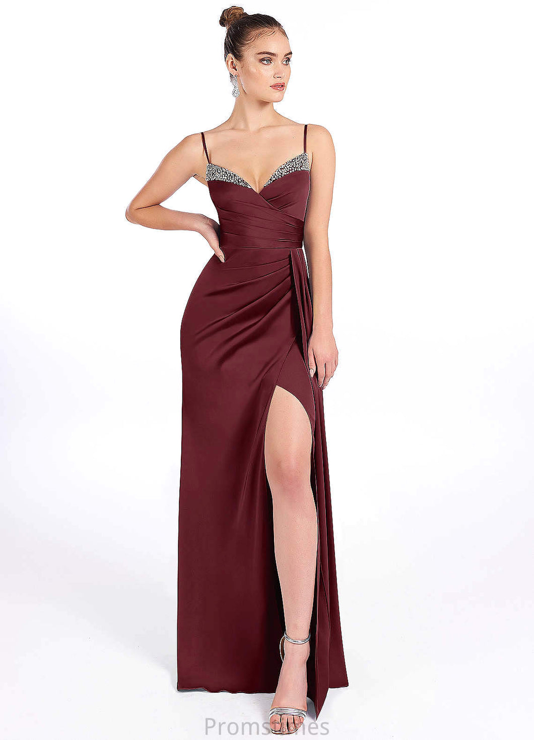 Moriah Sleeveless A-Line/Princess Spaghetti Staps Natural Waist Floor Length Bridesmaid Dresses