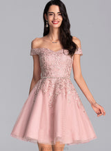 Load image into Gallery viewer, A-Line Homecoming Dresses Beading Off-the-Shoulder With Lace Dress Short/Mini Homecoming Jaylin Tulle
