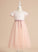 Tea-length Sleeves Scoop Dress - A-Line Neck Flower Flower Girl Dresses Tulle Girl Sash/Bow(s) Short Dahlia With