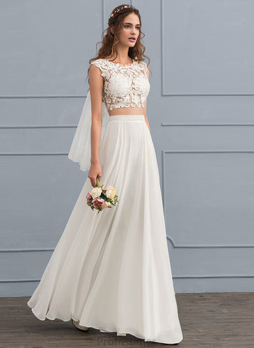 A-Line Wedding Madalynn Lace Sequins Floor-Length Chiffon Wedding Dresses With Beading Dress