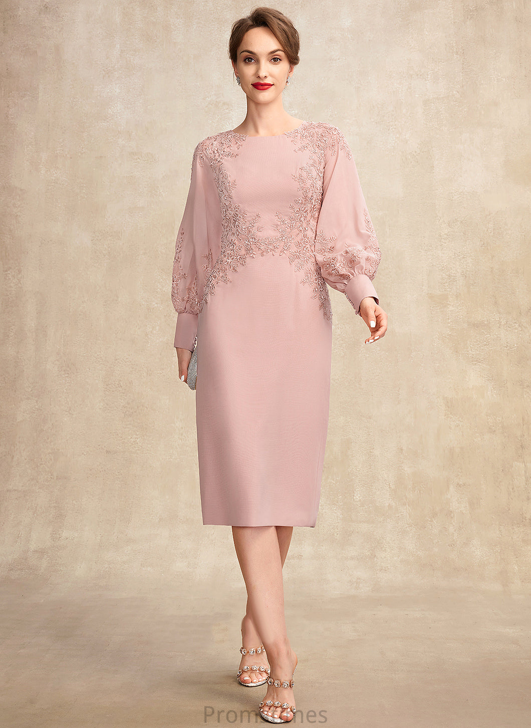 Bride Chiffon With Beading Sequins Knee-Length the Sheath/Column Lace Breanna of Mother of the Bride Dresses Scoop Neck Dress Mother