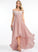 Chiffon Lace Rhoda Asymmetrical A-Line Off-the-Shoulder Prom Dresses With Pleated