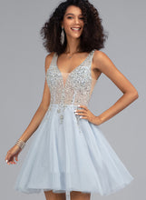 Load image into Gallery viewer, Dress Tulle With Beading A-Line Short/Mini Homecoming Dresses Homecoming V-neck Sequins Dakota