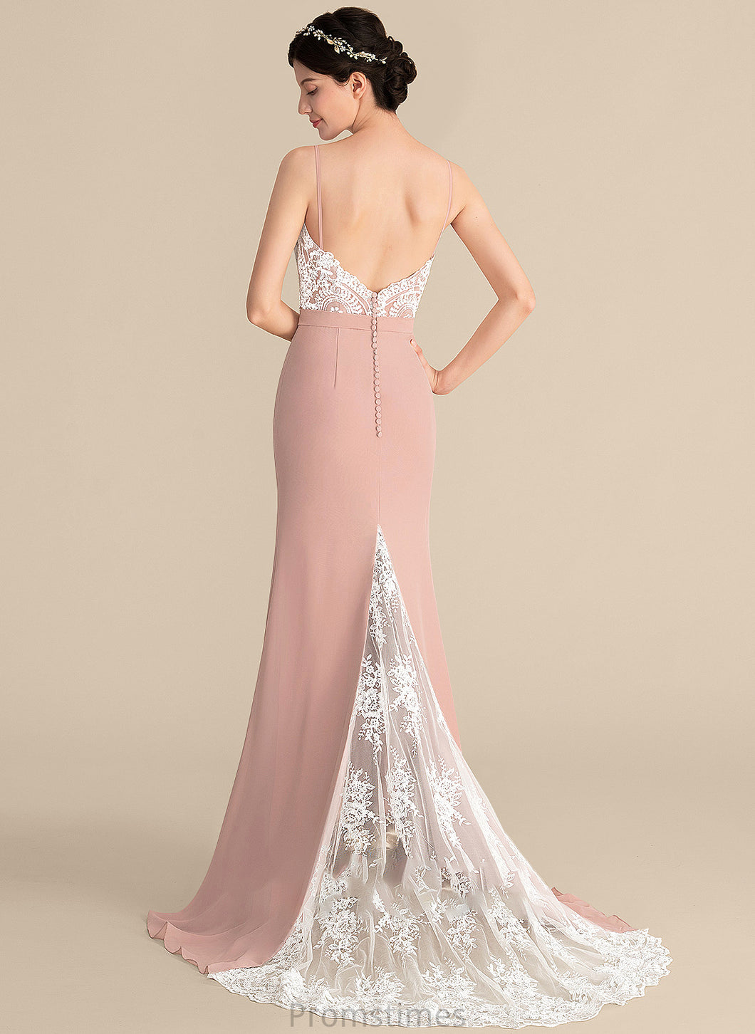 Trumpet/Mermaid Neckline Straps SweepTrain Sweetheart Lace Fabric Silhouette Length Kay Spandex Floor Length Bridesmaid Dresses