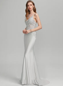 With Aracely Train Trumpet/Mermaid Sweep Prom Dresses Sequins V-neck