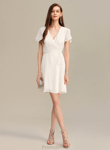 Fabric A-Line Silhouette Neckline Embellishment Short/Mini V-neck Ruffle Length Valerie A-Line/Princess V-Neck Bridesmaid Dresses