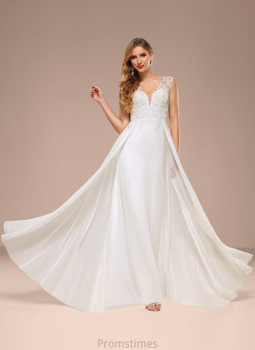 Sweep Chiffon Wedding Train V-neck Wedding Dresses Lace A-Line Dress Alani