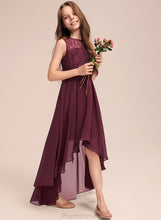Load image into Gallery viewer, With Scoop Bow(s) Lace A-Line Nancy Chiffon Junior Bridesmaid Dresses Asymmetrical Neck