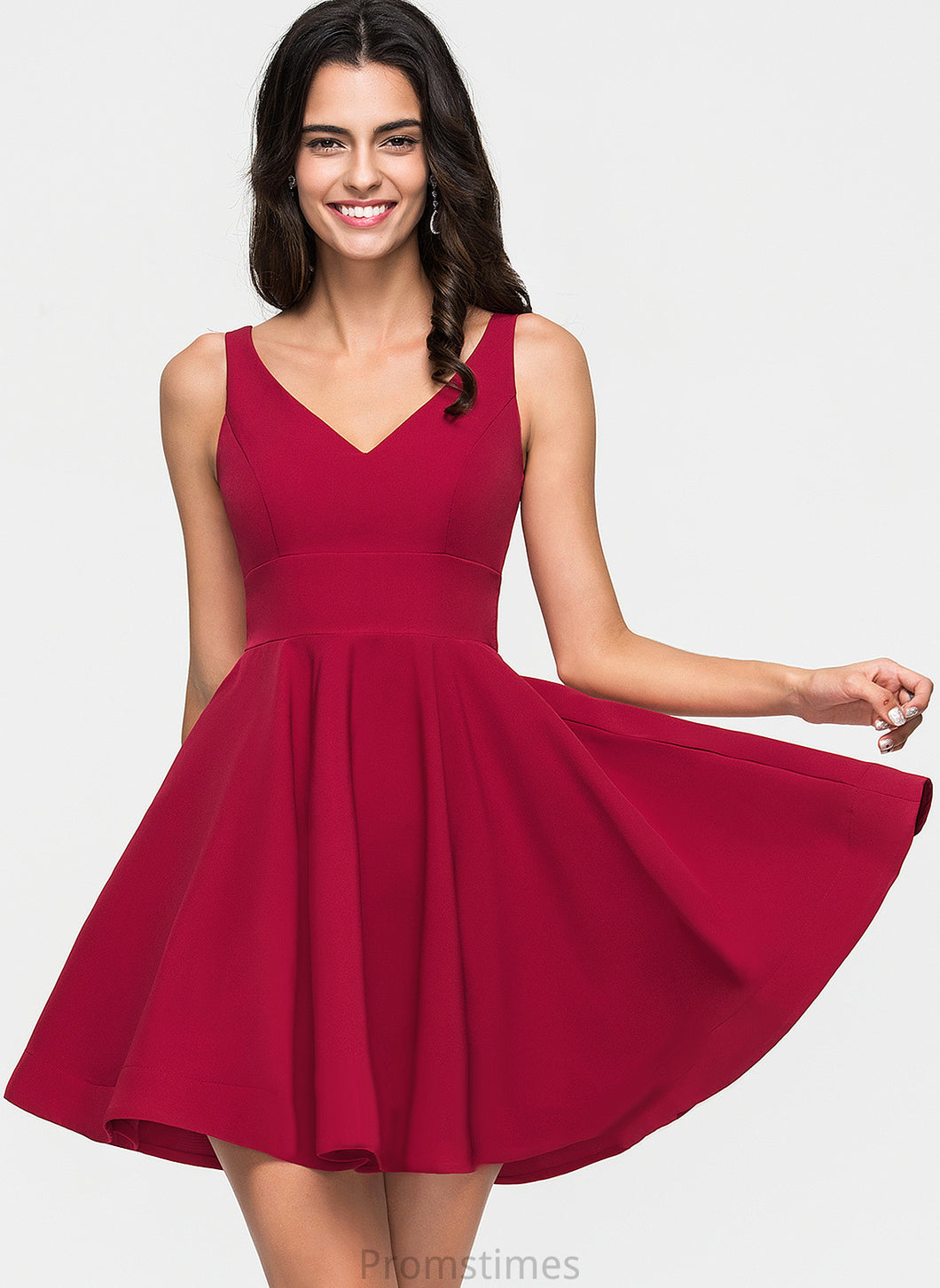 A-Line Zara Homecoming Dresses Short/Mini Homecoming Stretch V-neck Dress Crepe