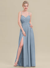 Load image into Gallery viewer, Fabric V-neck Pleated Embellishment Floor-Length Length A-Line Silhouette Neckline Madilyn Bridesmaid Dresses
