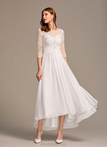 Payton Dress Wedding Asymmetrical With Chiffon A-Line Illusion Lace Wedding Dresses