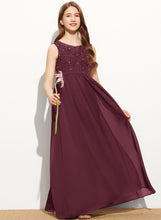 Load image into Gallery viewer, Junior Bridesmaid Dresses Chiffon Kassandra With Beading Floor-Length Lace Sequins Neck A-Line Scoop