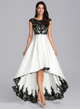 Load image into Gallery viewer, Wedding Illusion Jocelynn Wedding Dresses Satin Asymmetrical Scoop Lace A-Line Dress