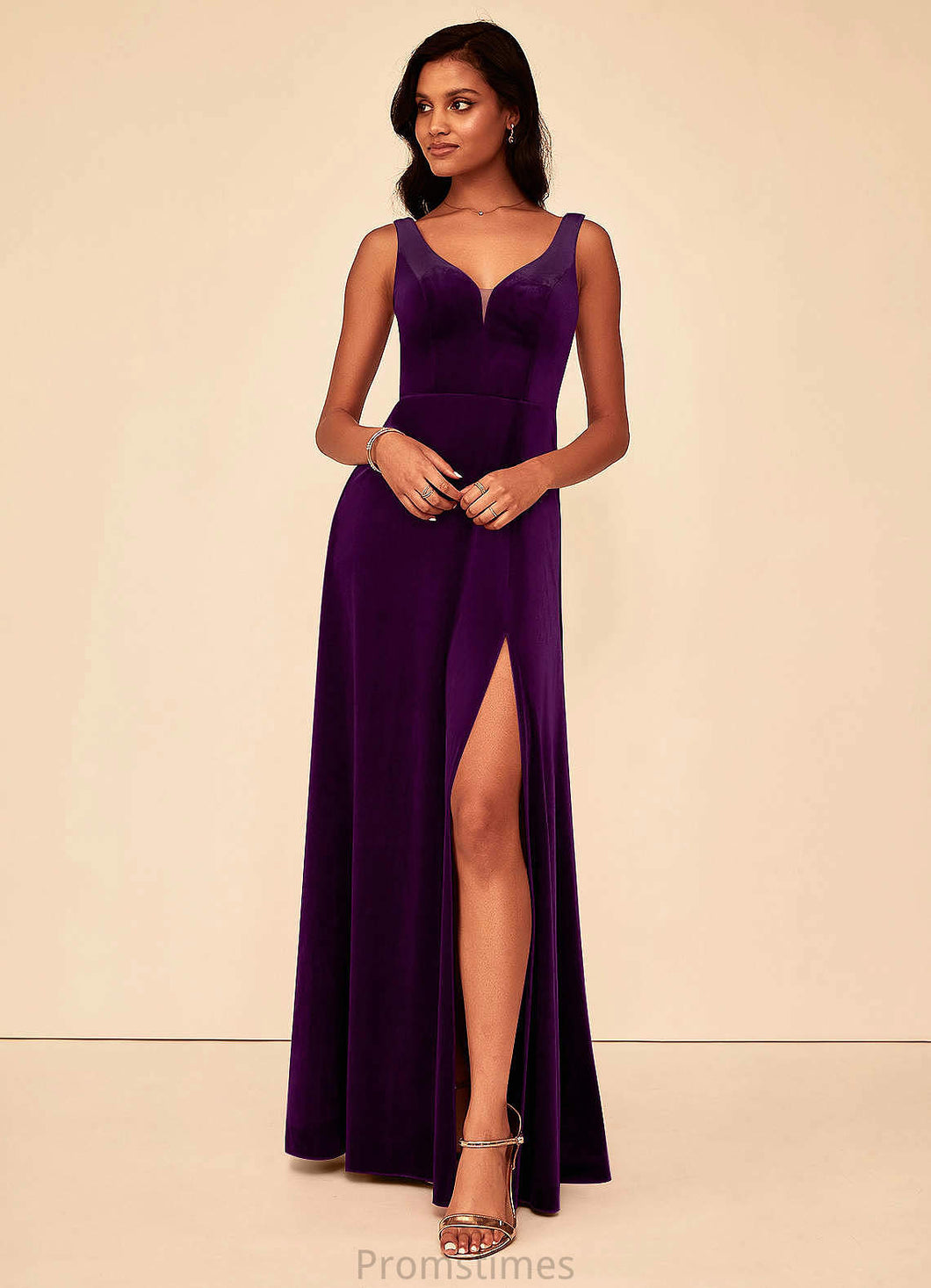 Naomi Floor Length Natural Waist Short Sleeves Spandex Sheath/Column Scoop Bridesmaid Dresses