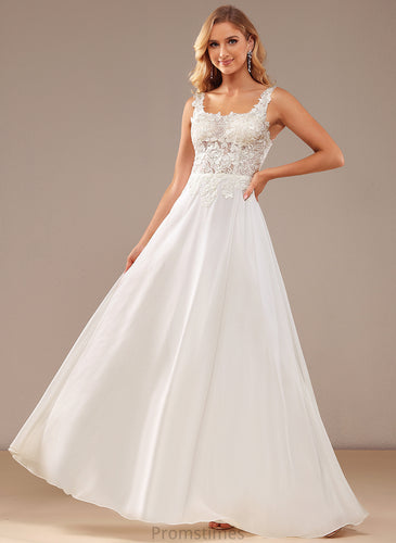 Sequins Square Floor-Length Dress A-Line Claudia Wedding With Lace Chiffon Wedding Dresses