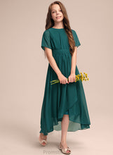 Load image into Gallery viewer, Junior Bridesmaid Dresses Asymmetrical Anya Bow(s) Ruffle Chiffon With Neck A-Line Scoop