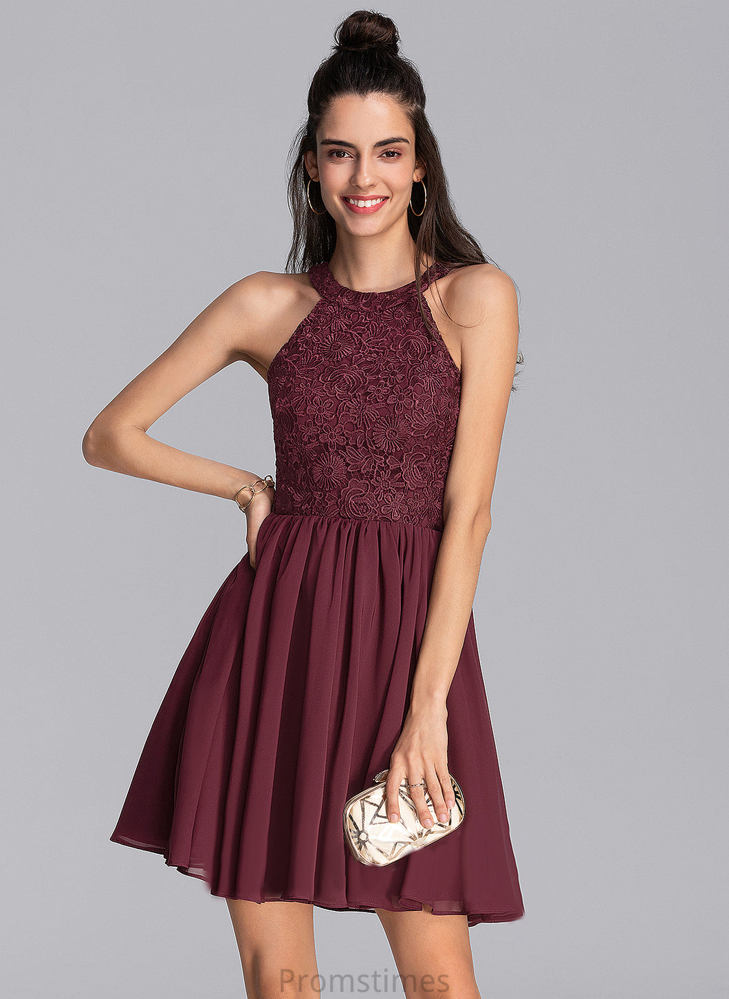 With Chiffon Mylee Homecoming A-Line Lace Short/Mini Neck Homecoming Dresses Scoop Dress