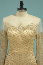 Load image into Gallery viewer, 2022 New Arrival Prom Dress Scoop Long Sleeves Sweep Train Sequins