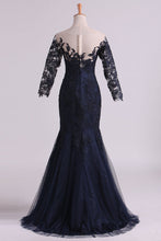 Load image into Gallery viewer, 2024 Bateau Half Sleeves Mother Of The Bride Dresses Floor Length Tulle With Applique