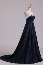 Load image into Gallery viewer, 2022 Bicolor Prom Dresses Sweetheart A Line Satin Court Train