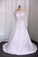 2022 Wedding Dresses A Line Long Sleeves Boat Neck With Applique