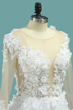 Load image into Gallery viewer, 2024 Gorgeous Wedding Dresses A-Line Scoop Long Sleeves Tulle With Applique Chapel Train