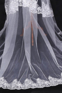 Three-Tier Cathedral Length Bridal Veils With Applique