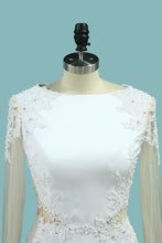 Load image into Gallery viewer, 2024 Wedding Dresses Mermaid Scoop Long Sleeves Elastic Satin With Appliuque