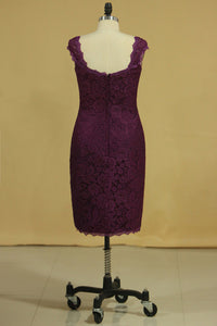 2022 Plus Size Off The Shoulder Lace Evening Dresses Sheath/Column With Applique Grape