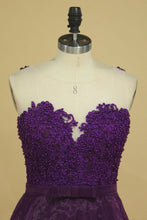 Load image into Gallery viewer, 2024 Hot Prom Dresses Scoop A Line With Sash And Applique Grape