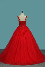 Load image into Gallery viewer, 2024 Quinceanera Dresses Straps Beaded Bodice Tulle Ball Gown