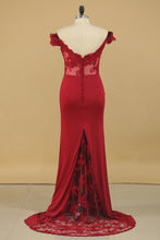 Load image into Gallery viewer, 2024 Off The Shoulder Prom Dresses Mermaid Sweep Train With Applique Sweep Train