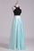 2022 Prom Dresses A-Line Scoop Elastic Satin Two Pieces Black Bodice Backless Floor-Length