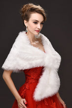 Load image into Gallery viewer, Unique White Faux Fur Wedding Wrap