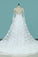 2022 Scoop Long Sleeves Wedding Dresses A Line Tulle With Lace Court Train