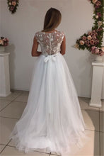Load image into Gallery viewer, 2024 Scoop A Line Wedding Dresses Tulle With Applique Sweep Train