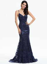 Load image into Gallery viewer, Prom Dresses Train V-neck Sequins Trumpet/Mermaid Sweep With Lia Sequined