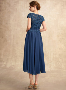 Tea-Length Mother the Greta Chiffon Bride Lace Neck Mother of the Bride Dresses Scoop A-Line Dress of